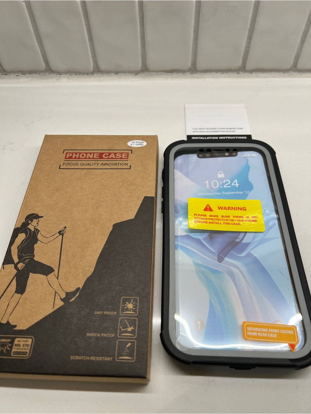Rugged Black Phone Case with Built-In Screen Protector - 6.7”